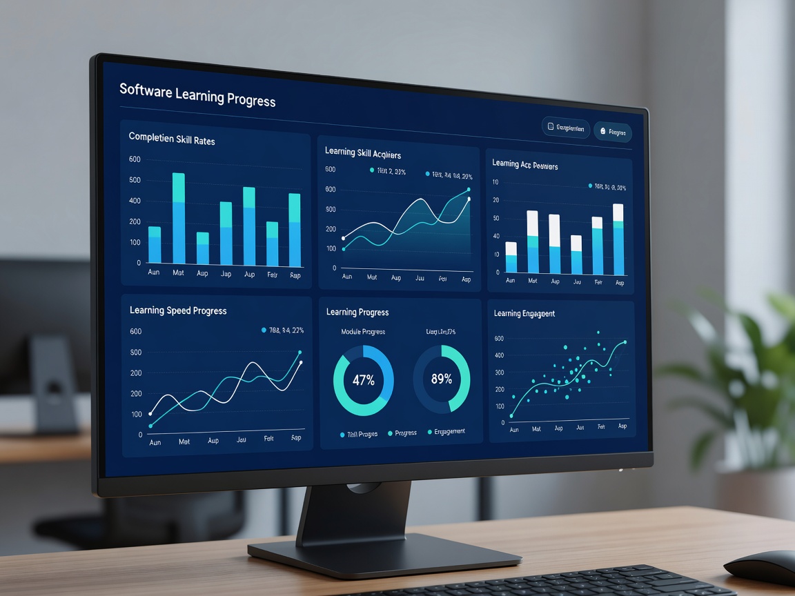 Analytics dashboard showing software learning progress charts